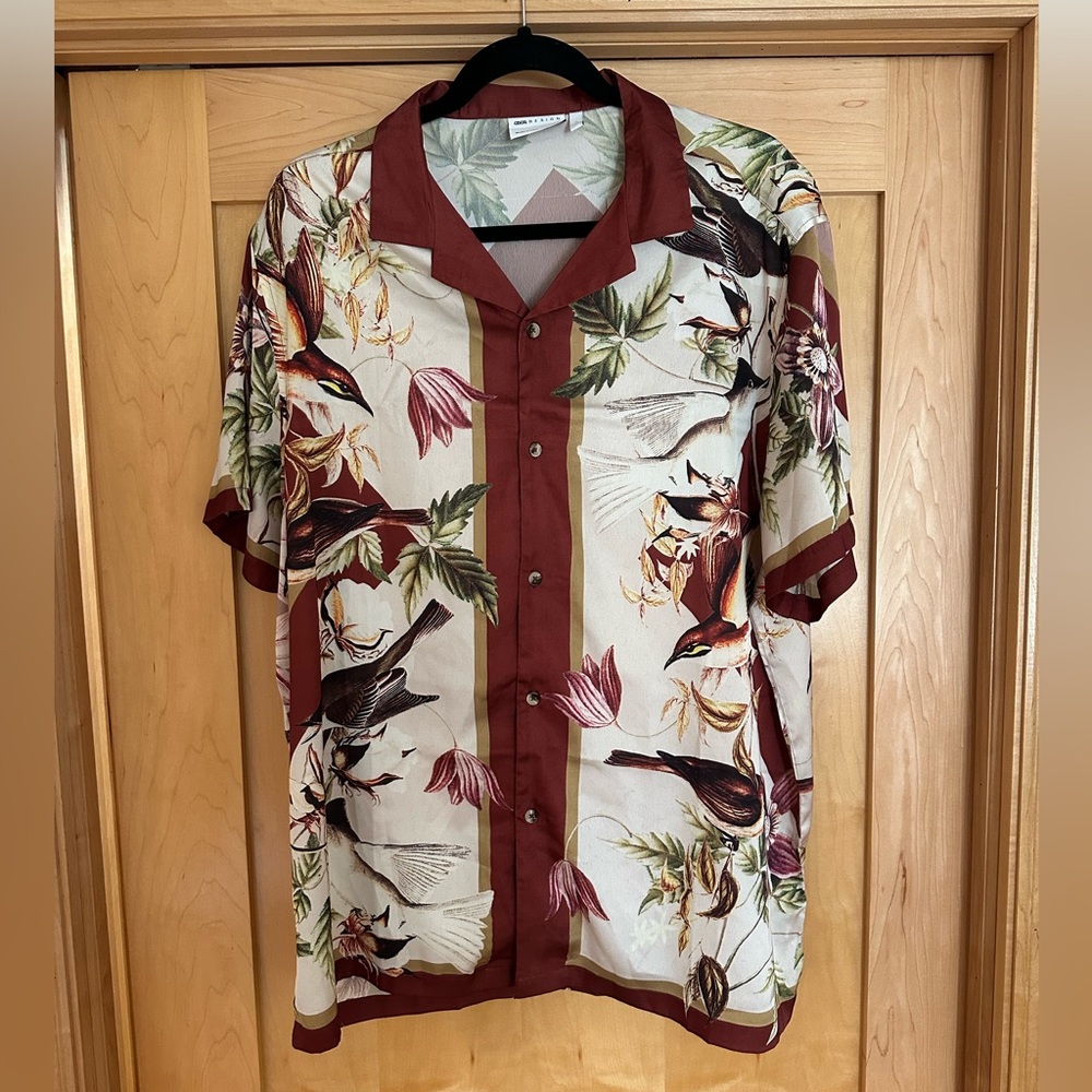 ASOS Design Relaxed Floral Satin Camp Shirt